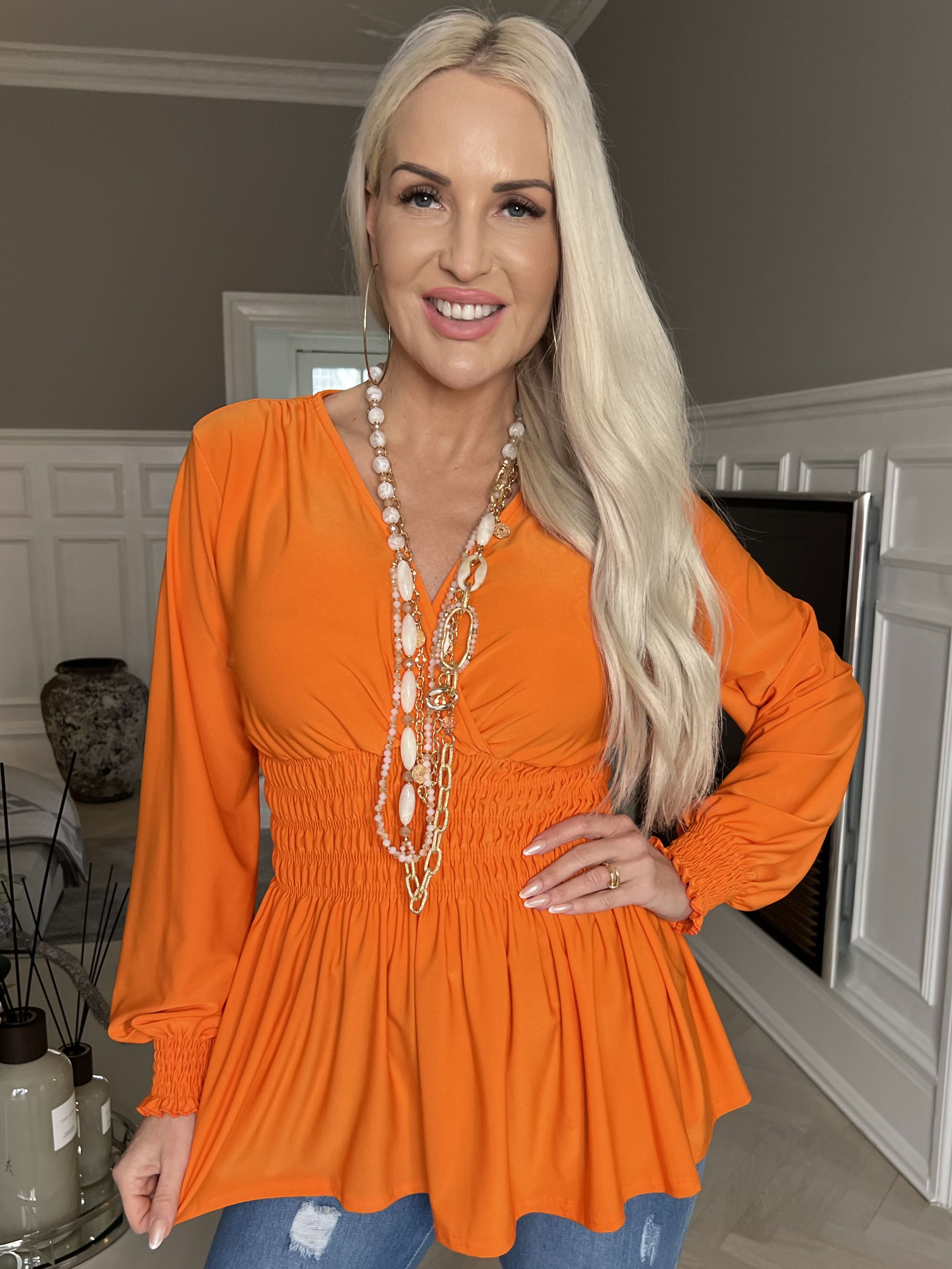 Pams Plain Shirt L/S - Bluse i elastisk stof med lange ærmer